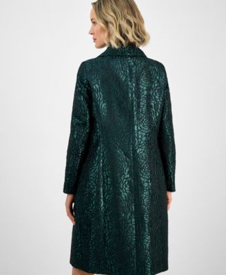 Women's Jacquard Peter-Pan-Collar Coat, Regular & Petite