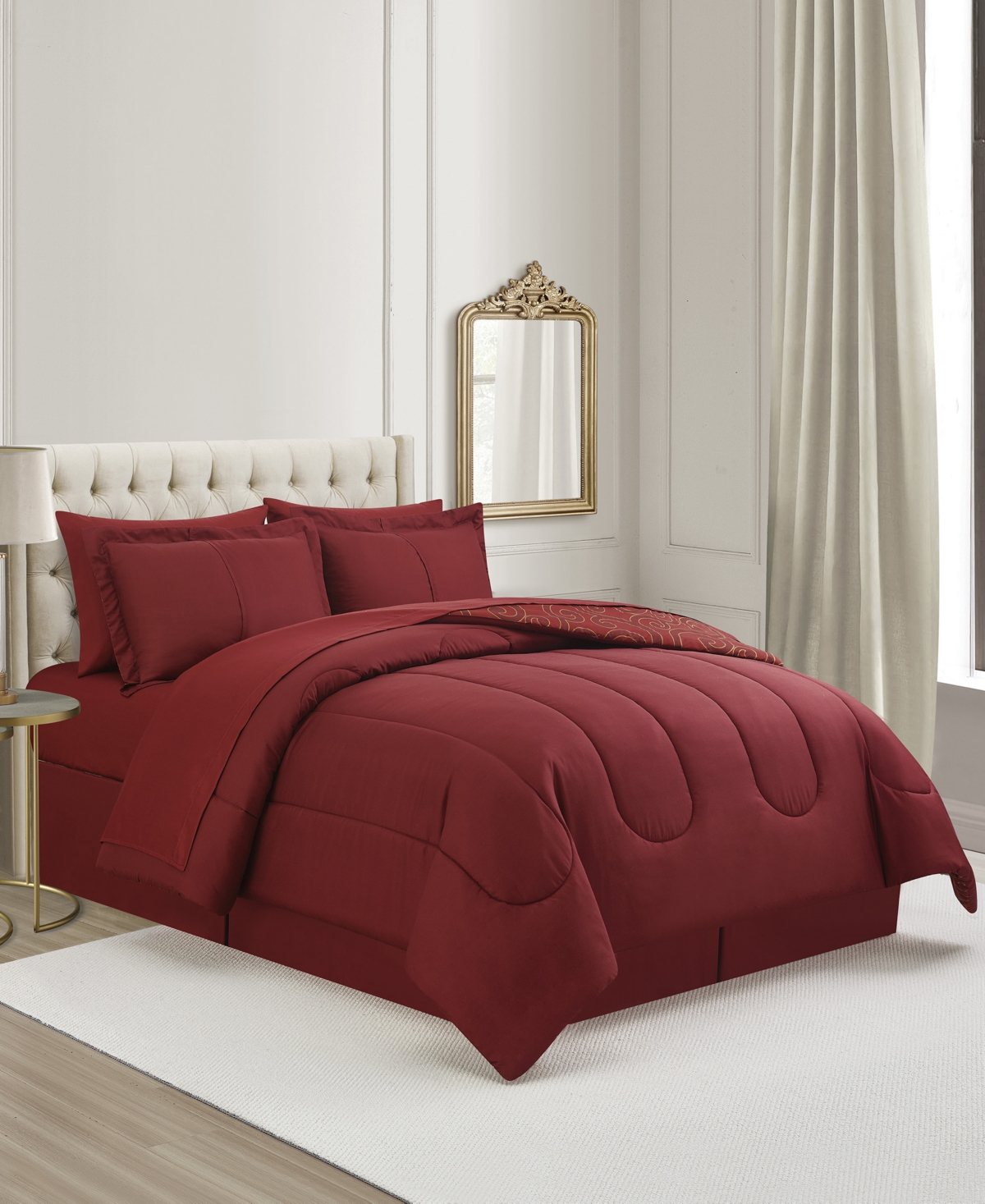 Sunham Scroll Metallic 8-pc. Comforter Sets In Burgundy