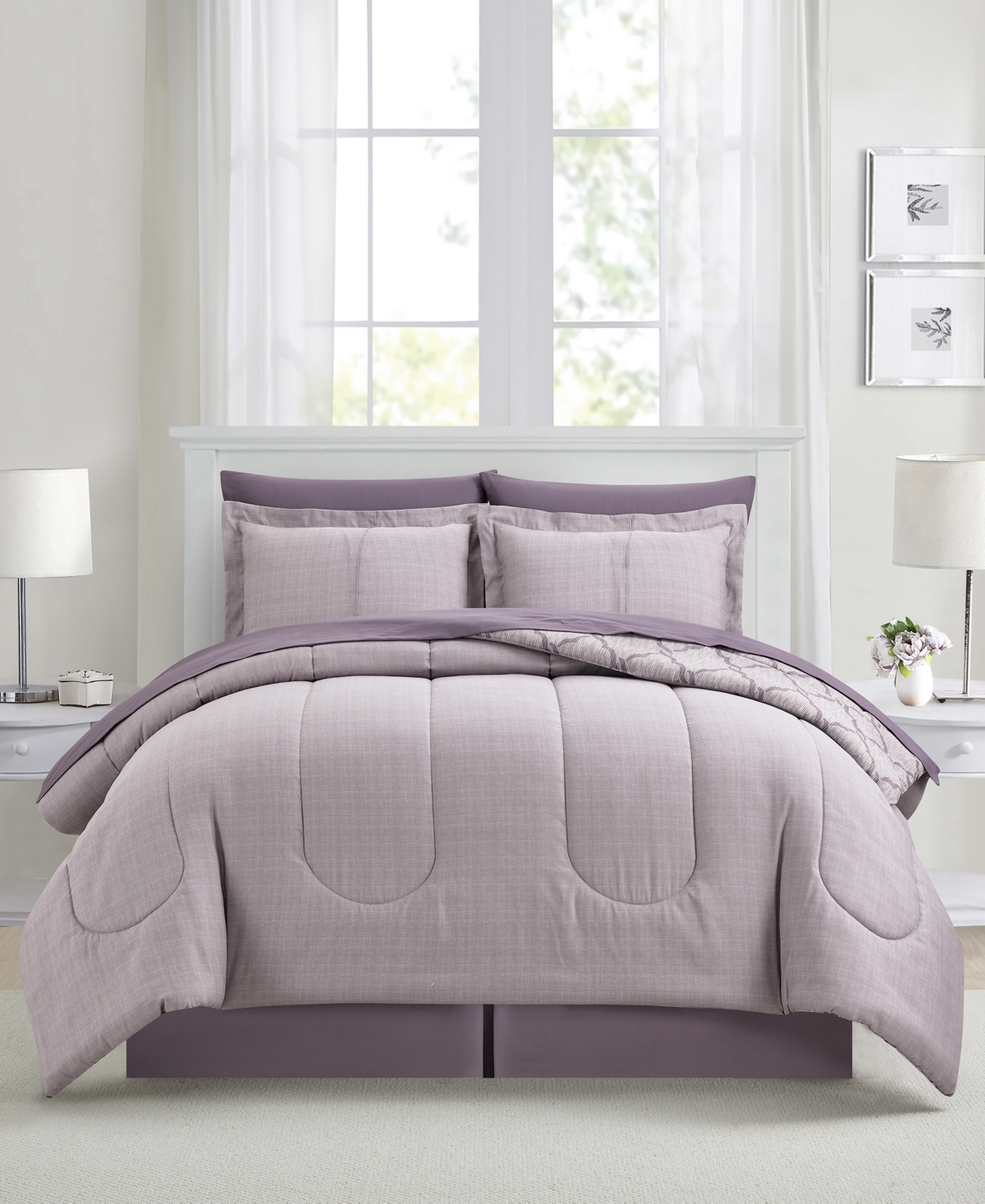Sunham Belvedere Reversible 8-pc. Comforter Sets In Purple