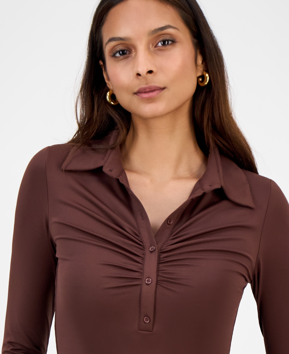 Bar Iii Women's Ruched Polo Top, Macy's Exclusive