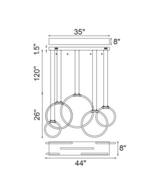 27" Metal Hoops 5 Light LED Chandelier