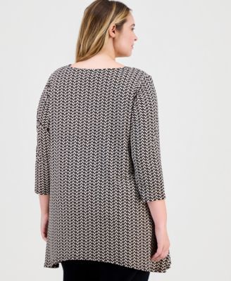 Plus Size Chevron-Print Handkerchief-Hem Top, Macy's Exclusive