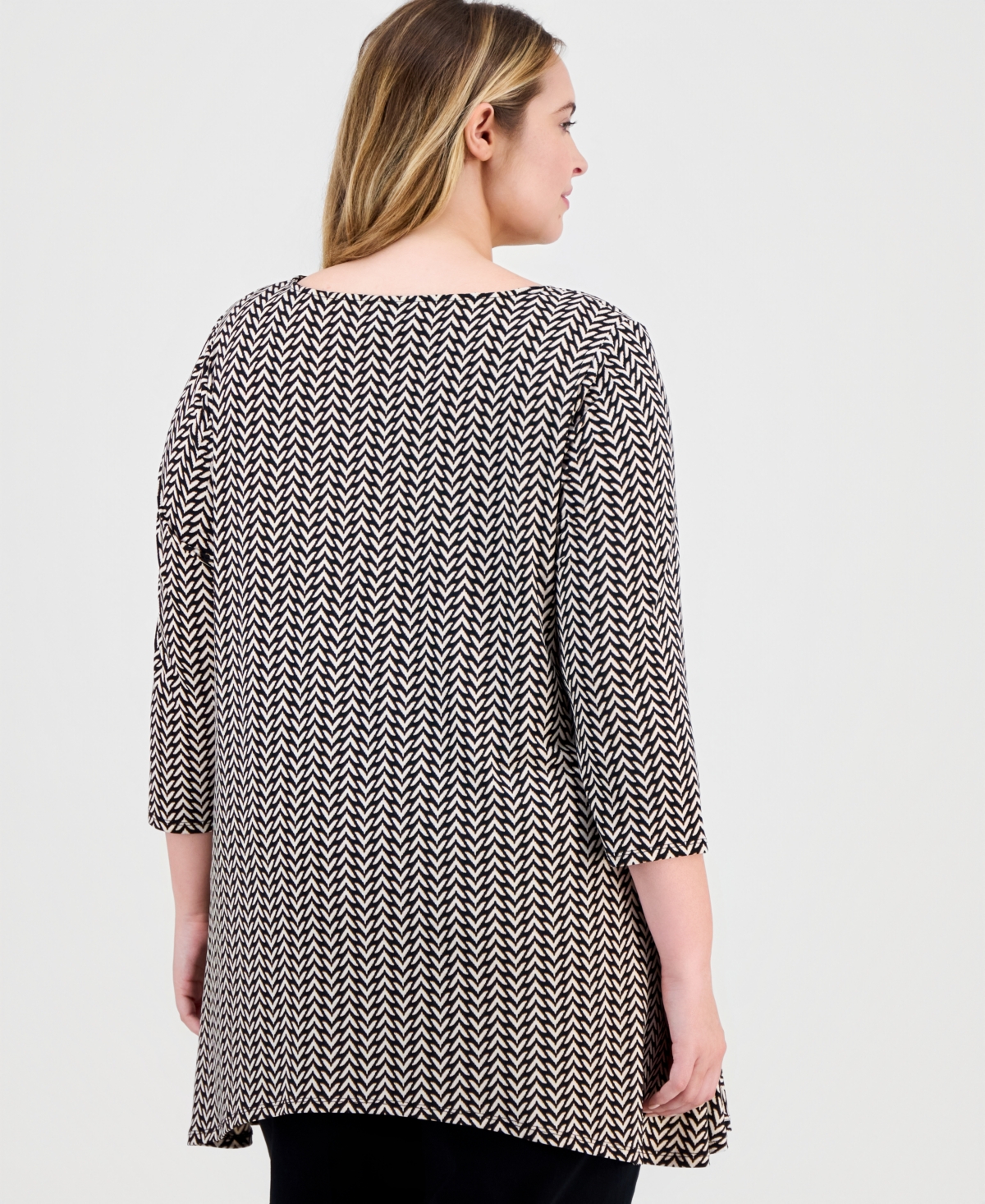 Jm Collection Plus Chevron-Print Handkerchief-Hem Top, Macy's Exclusive