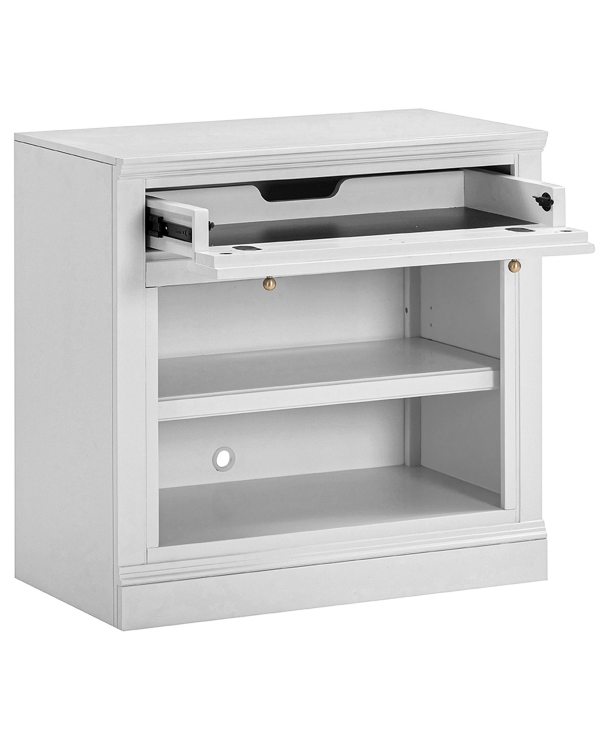 Macy's Furniture 31" Wooden Amren Open Base Console With Drawer In White