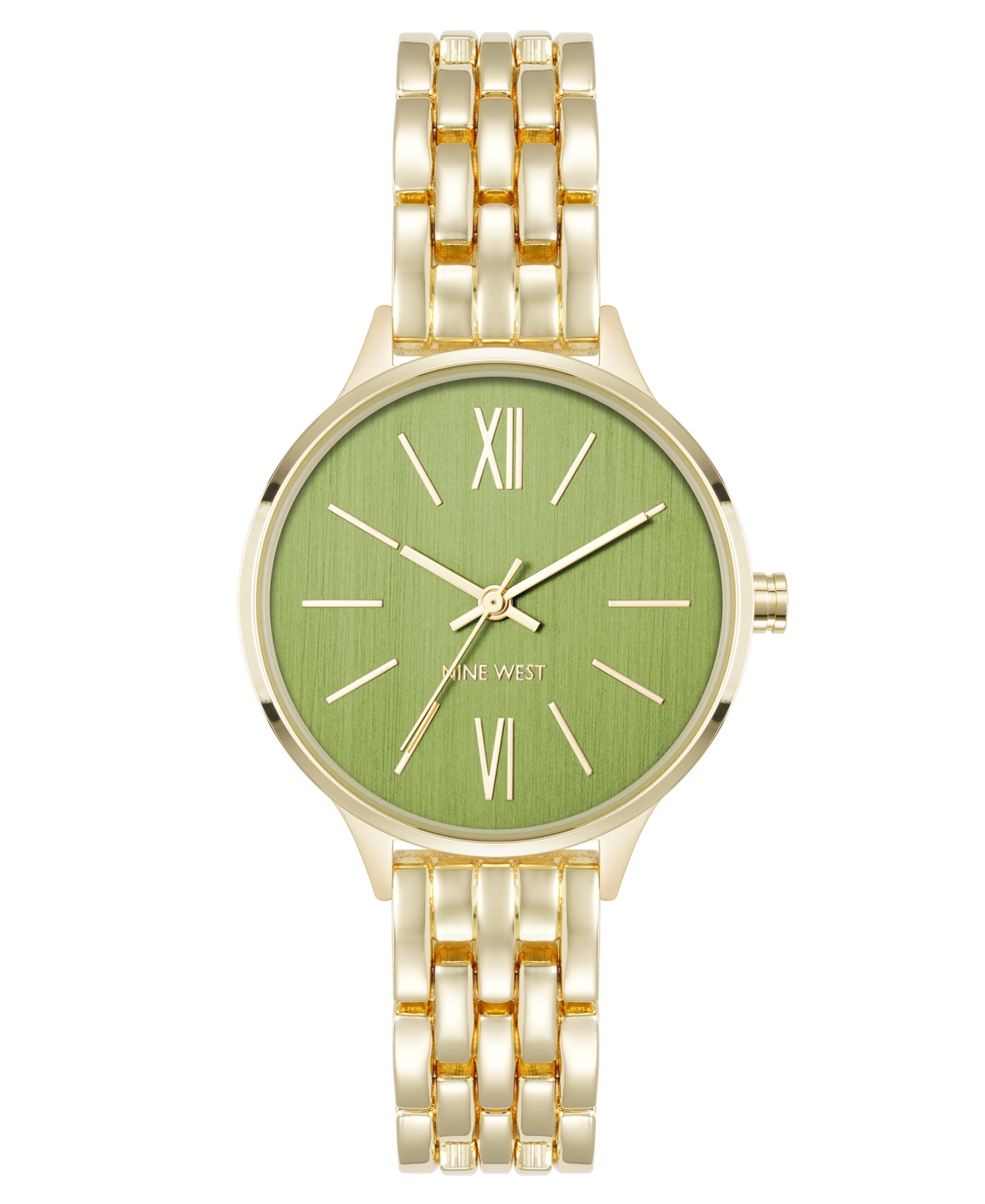 Anne Klein Women's Quartz Essential Olive and Gold-Tone Metal Alloy Watch, 34mm