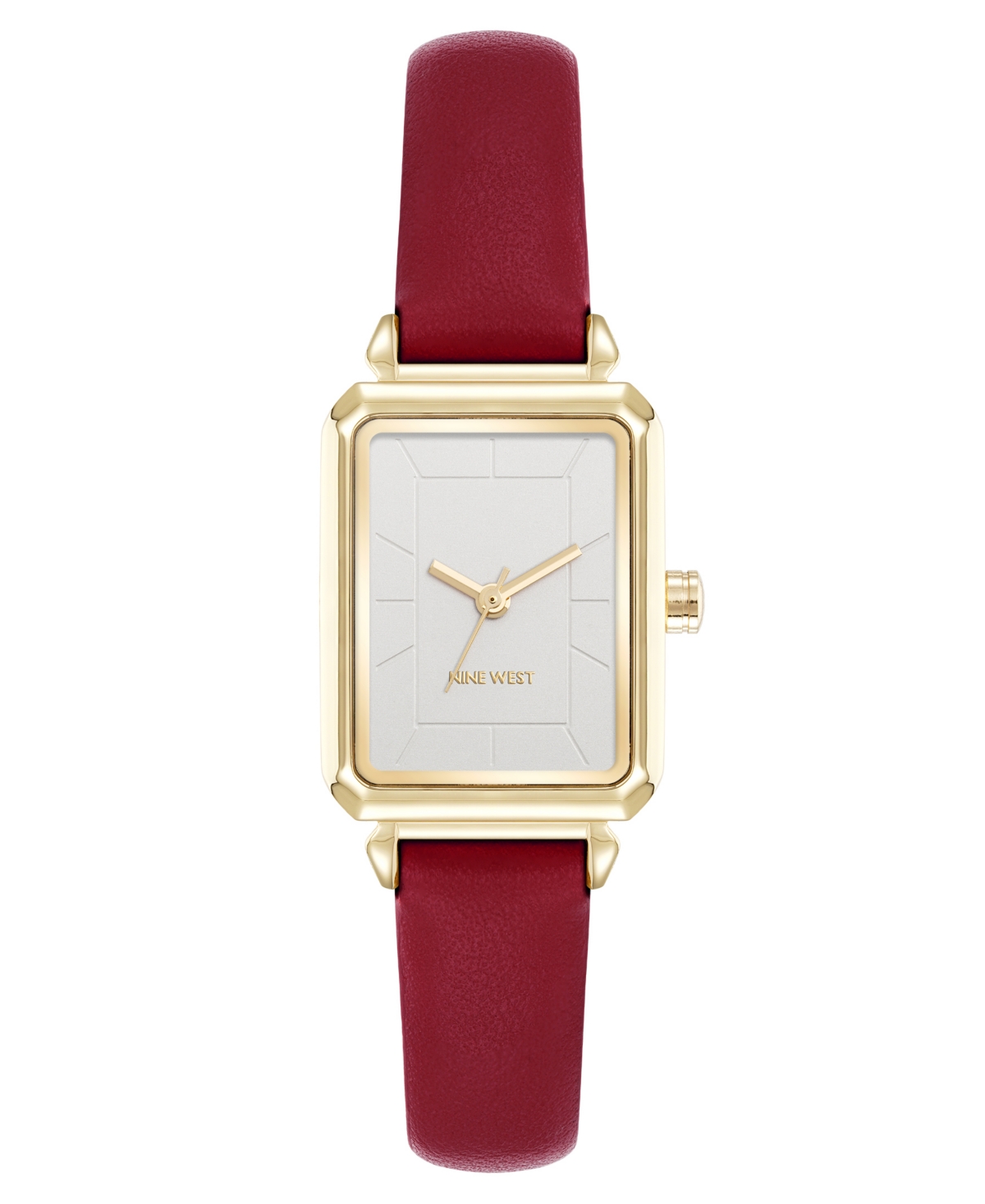 Nine West Women's Quartz Everyday Burgundy Leather And Gold-tone Watch, 25mm In Red