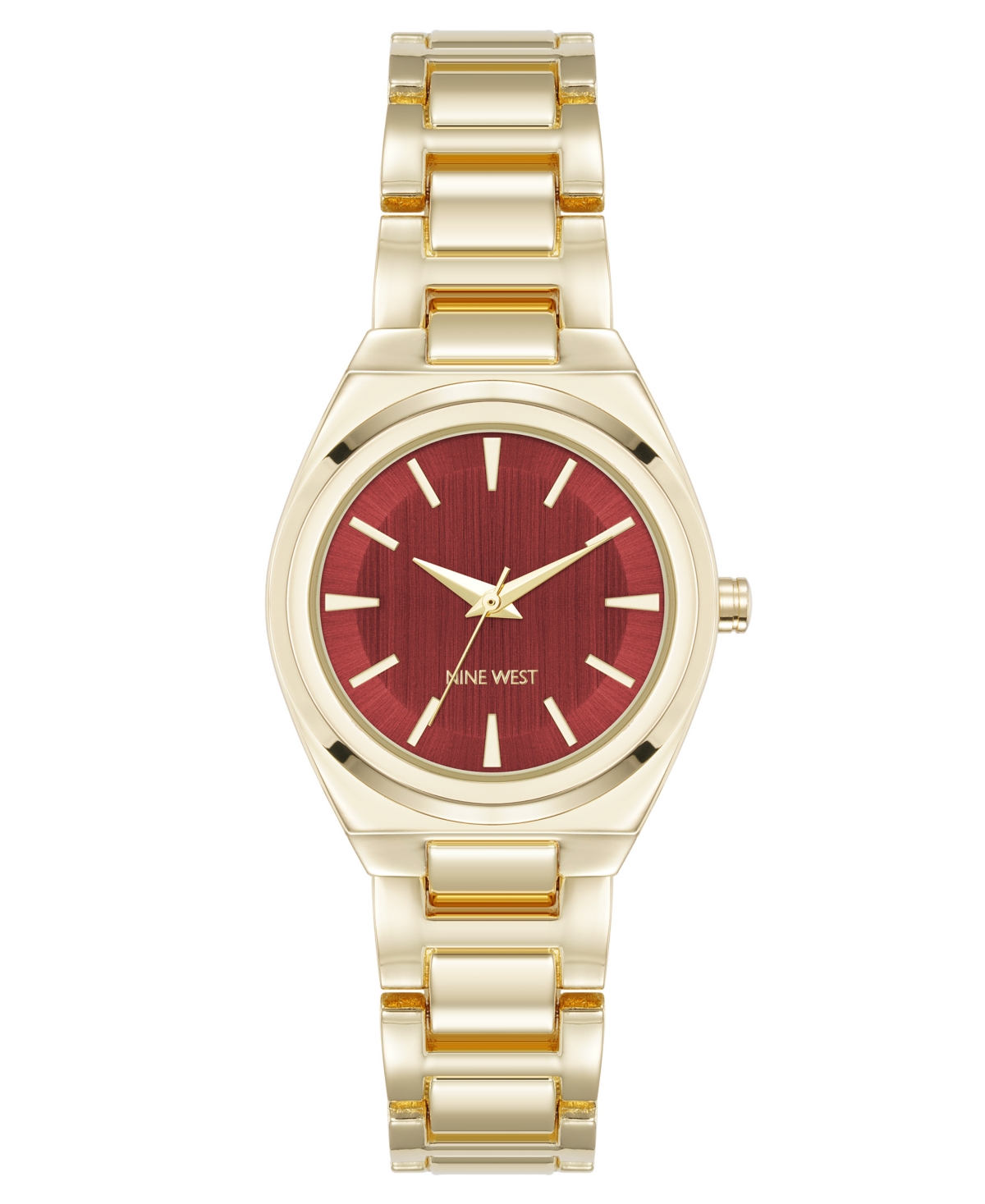 Anne Klein Women's Quartz Minimalist Burgundy And Gold-tone Metal Alloy Watch, 30mm