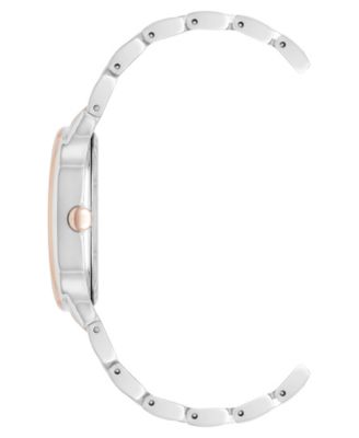 Women's Quartz Delicate Oval Silver-Tone and Rose Gold-Tone Metal Alloy Watch, 23mm