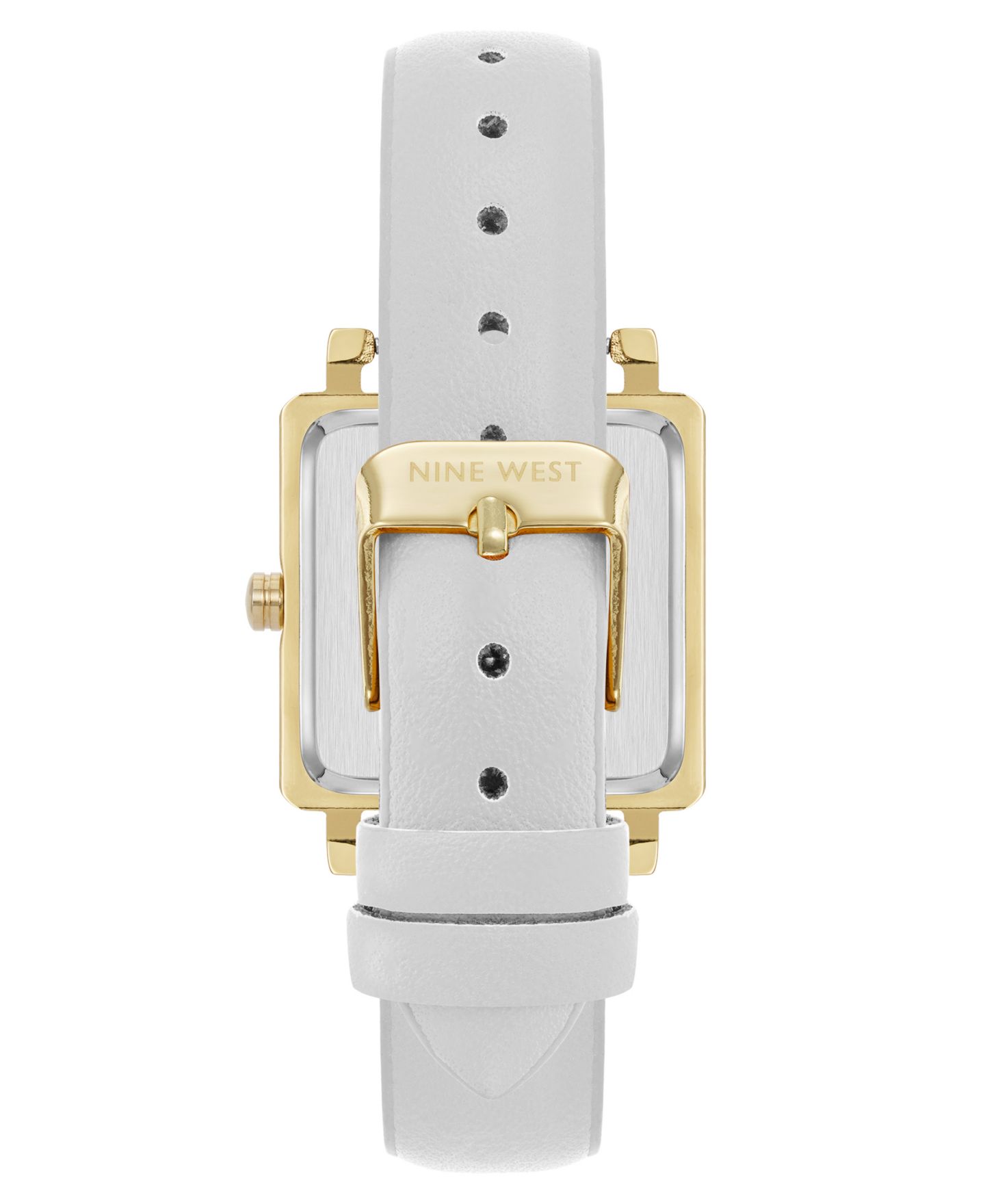 Женские часы Nine West Quartz White Leather and Gold-Tone Watch, 29mm — фото 3