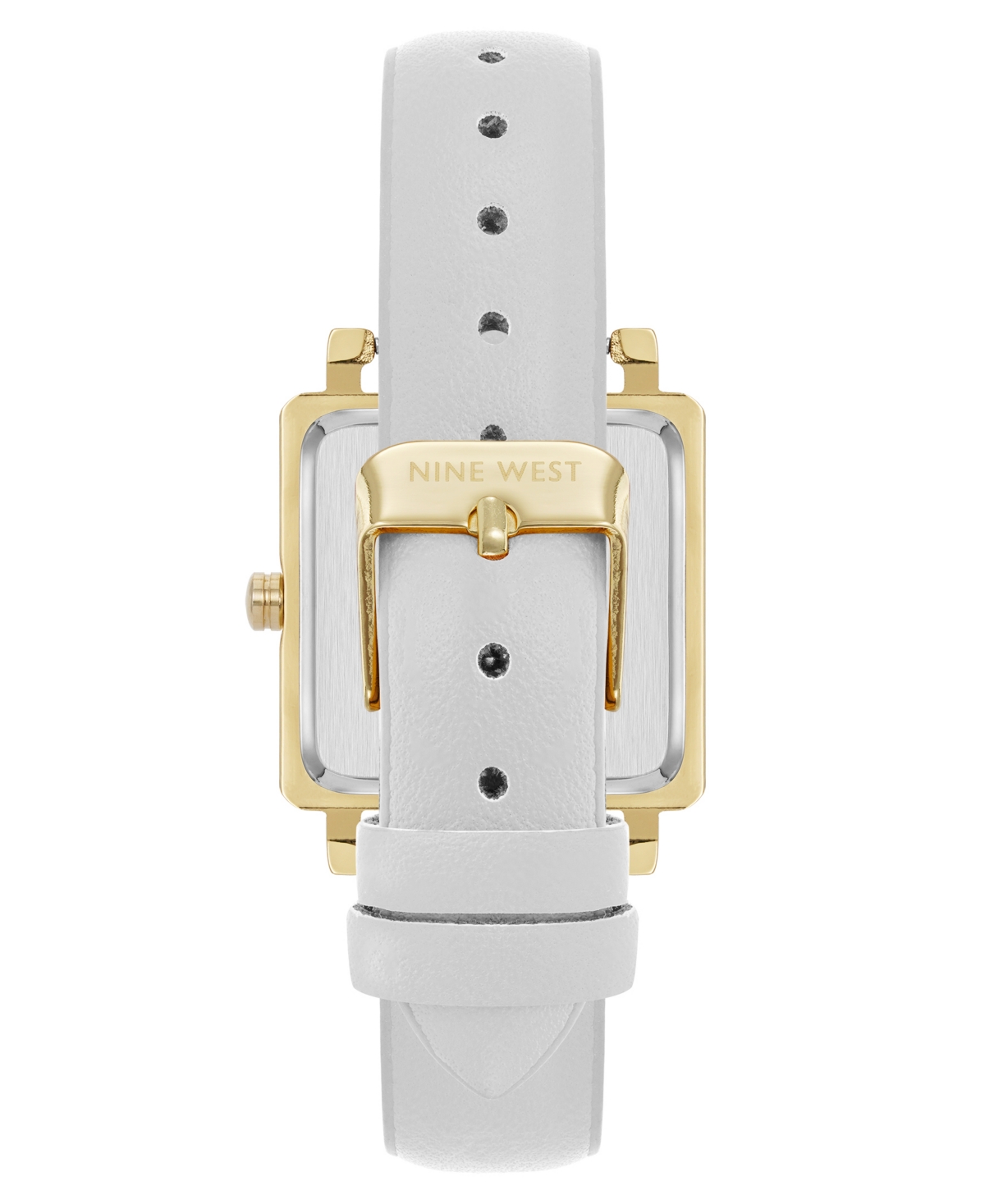 Nine West Women's Quartz White Leather And Gold-tone Watch, 29mm In White