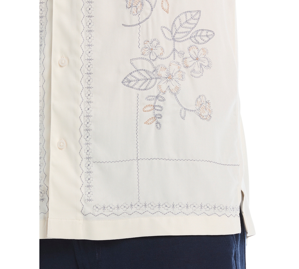 Cubavera Men's Embroidered L-Shape Short Sleeve Button Down Shirt
