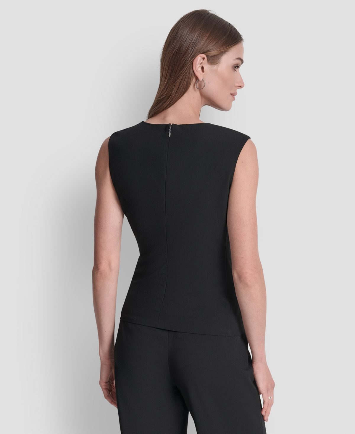 Dkny Women's Ruched Side Structured Sleeveless Top In Black