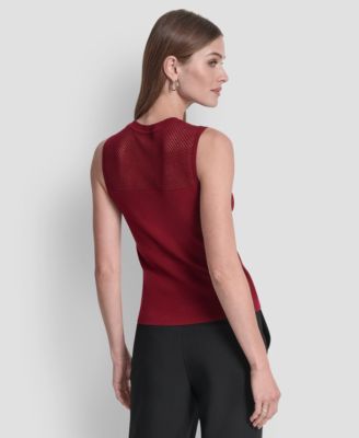 Women's Sleeveless Mesh Yoke Sweater