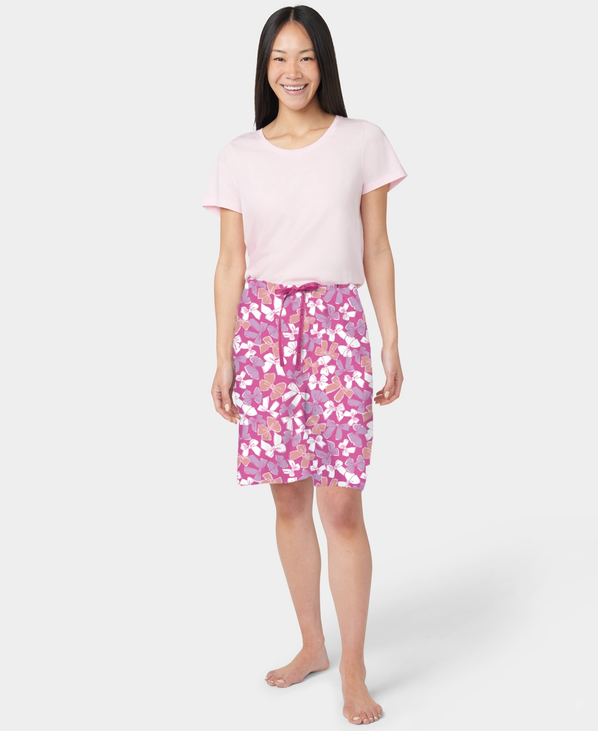 Hue Women's It's Raining Bows Printed Bermuda Pajama Shorts In Pink