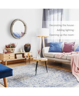 30.75" Wood Wall Mirror, Round Mirror for Wall Living Room, Natural