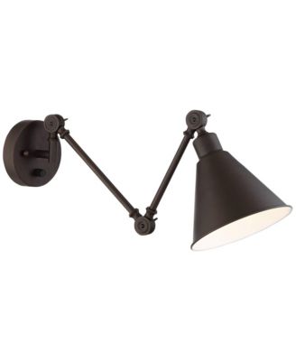 Set of 2 Dark Bronze Plug-in 6" Light Fixture Wray Modern Industrial Swing Arm Wall Lamps