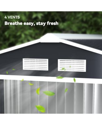 7&#39; x 4&#39; Storage Shed Garden Tool House w/ Vents Doors Dark