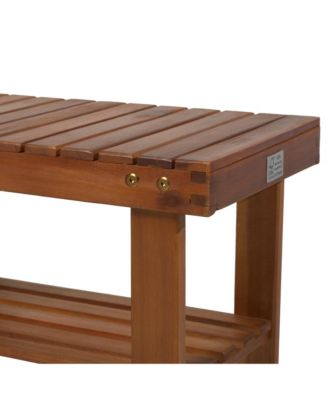 3-tier Acacia Wood Rustic Country Entryway Bench Hallway Organizer with Shoe