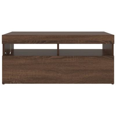 TV Stand with LED Lights Brown Oak 35.4"x13.8"x15.7"