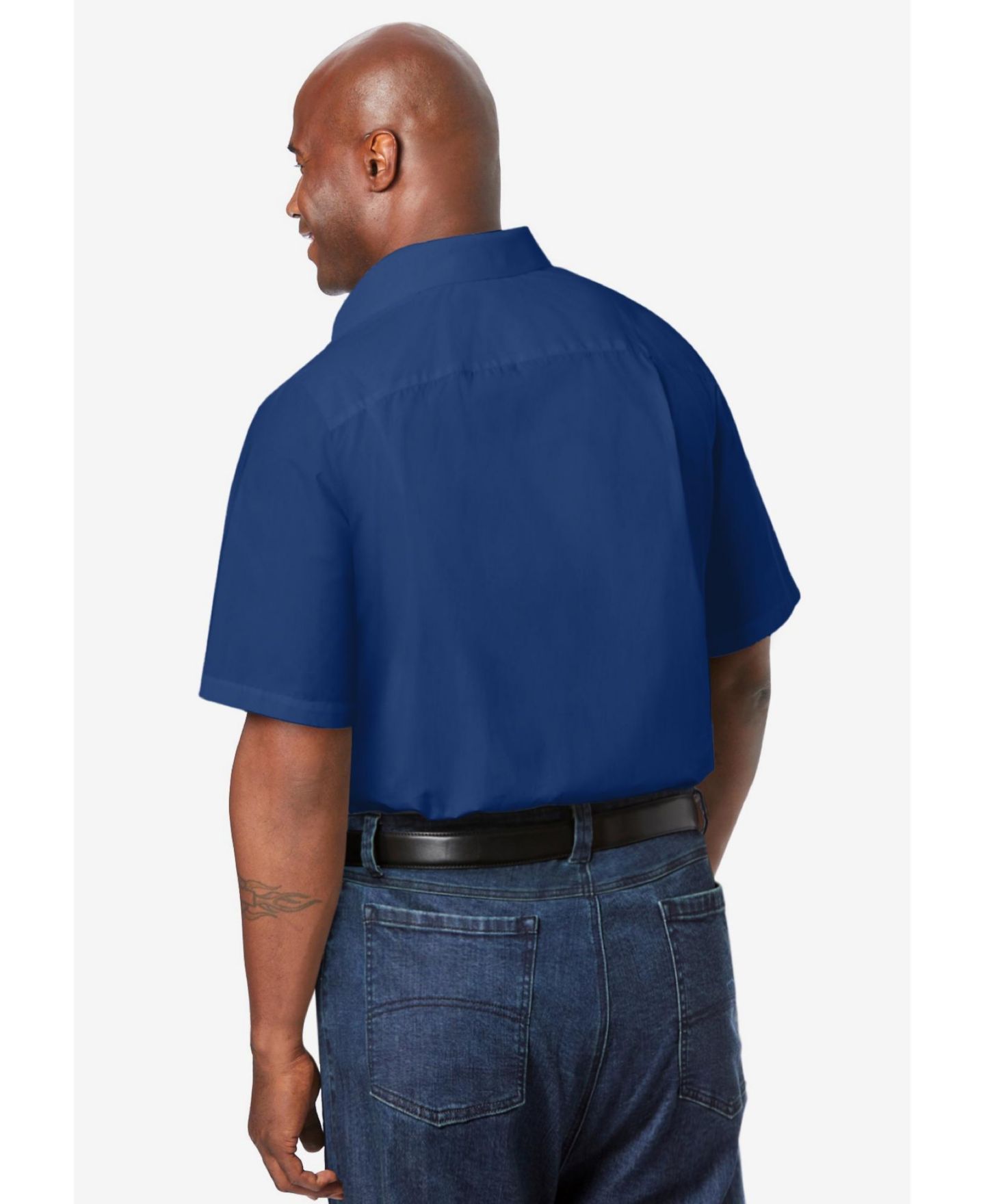 Мужская рубашка KingSize Wrinkle-Free Short-Sleeve Dress Shirt, цвет: Полуночный тёмно-синий — фото 4