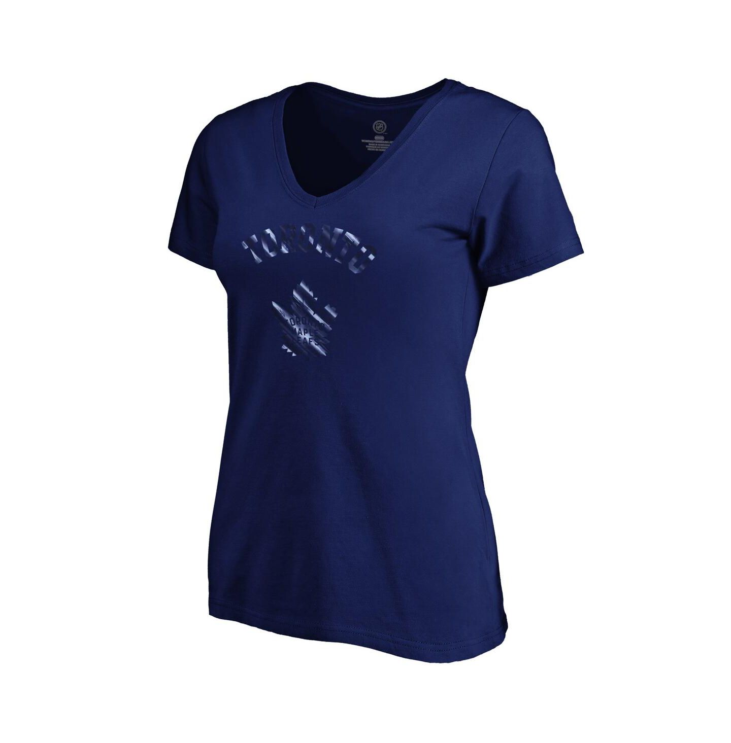 Женская футболка Fanatics Navy Toronto Maple Leaf's Total Shine V-Neck — фото 2