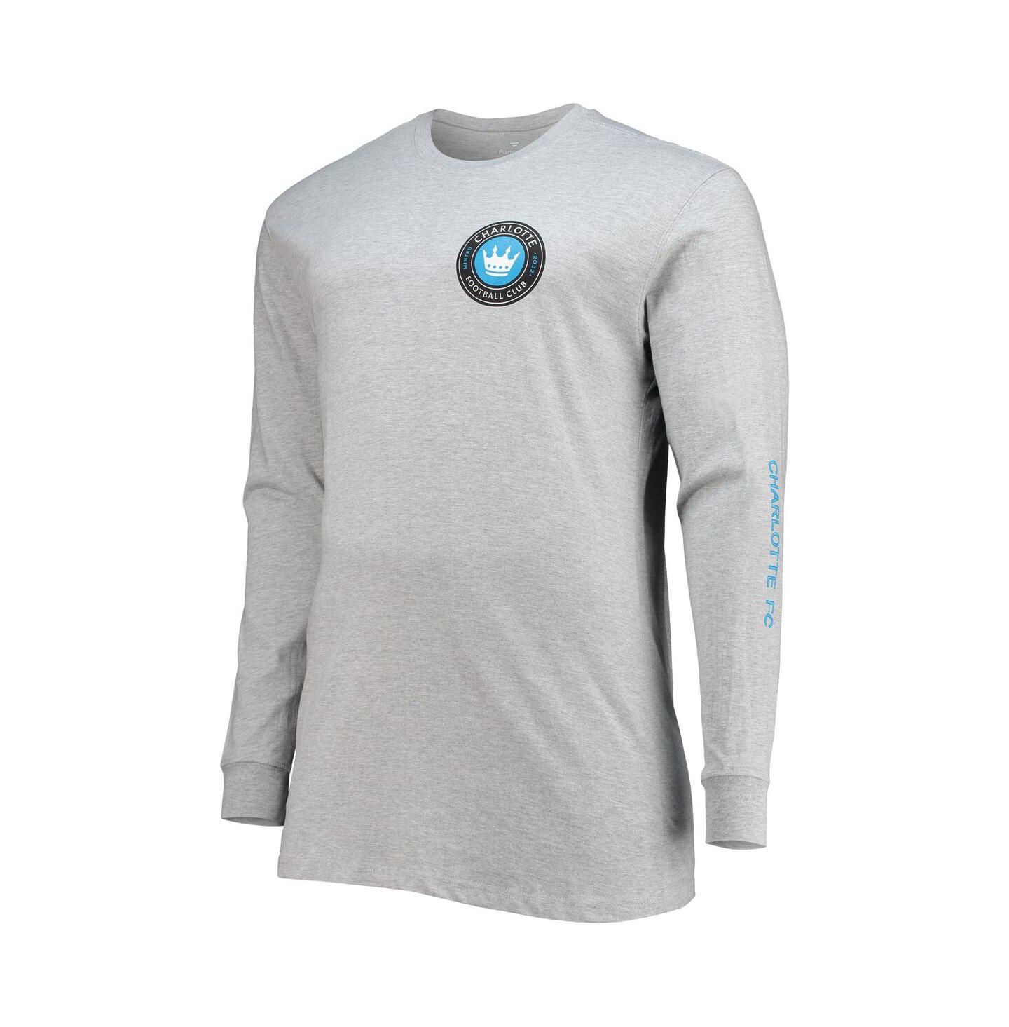 Мужская футболка Profile Heathered Gray Charlotte FC Big & Tall Combo Long Sleeve — фото 2