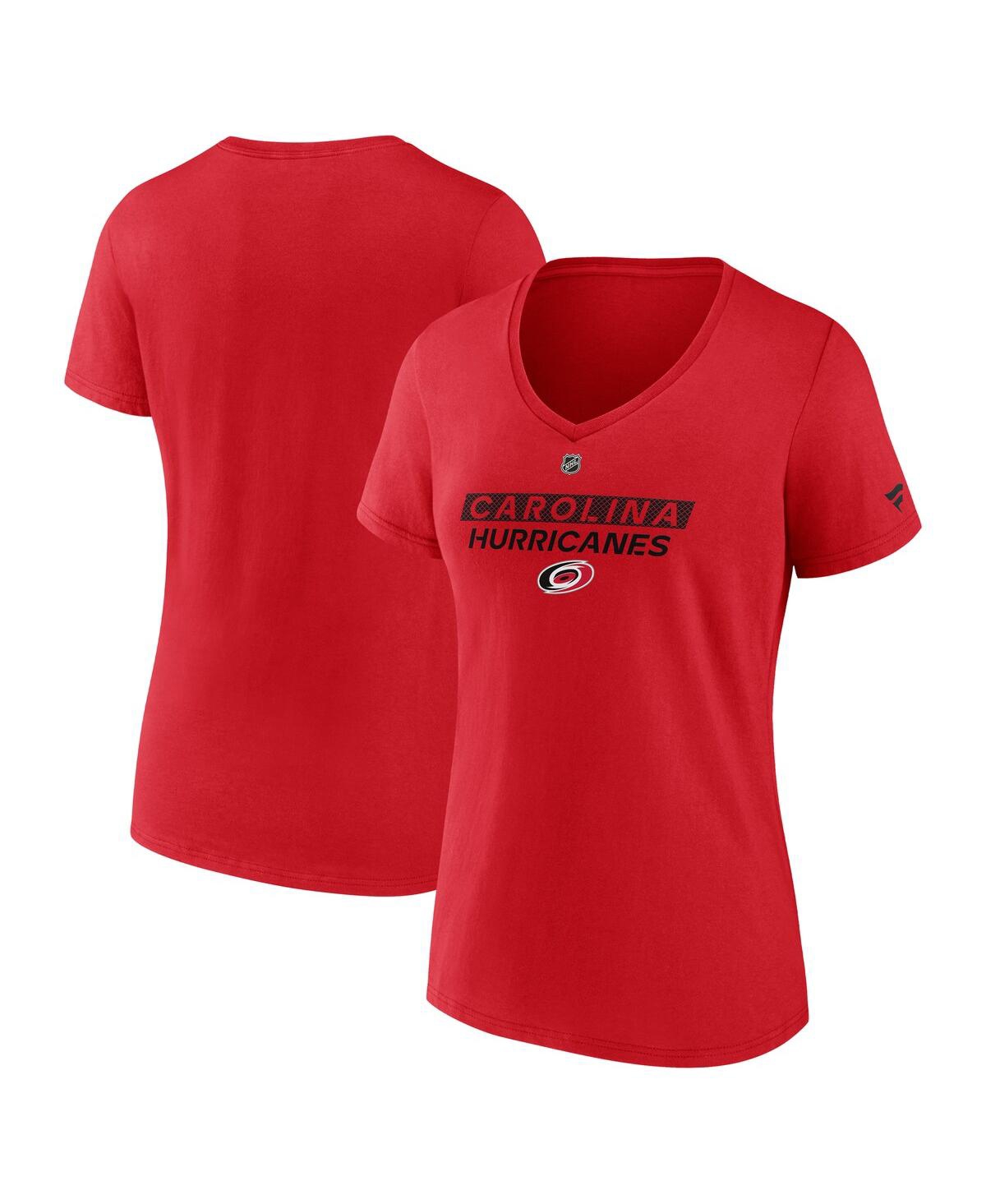 Women's Red Carolina Hurricanes Authentic Pro Core Primary V-Neck T-Shirt - Red