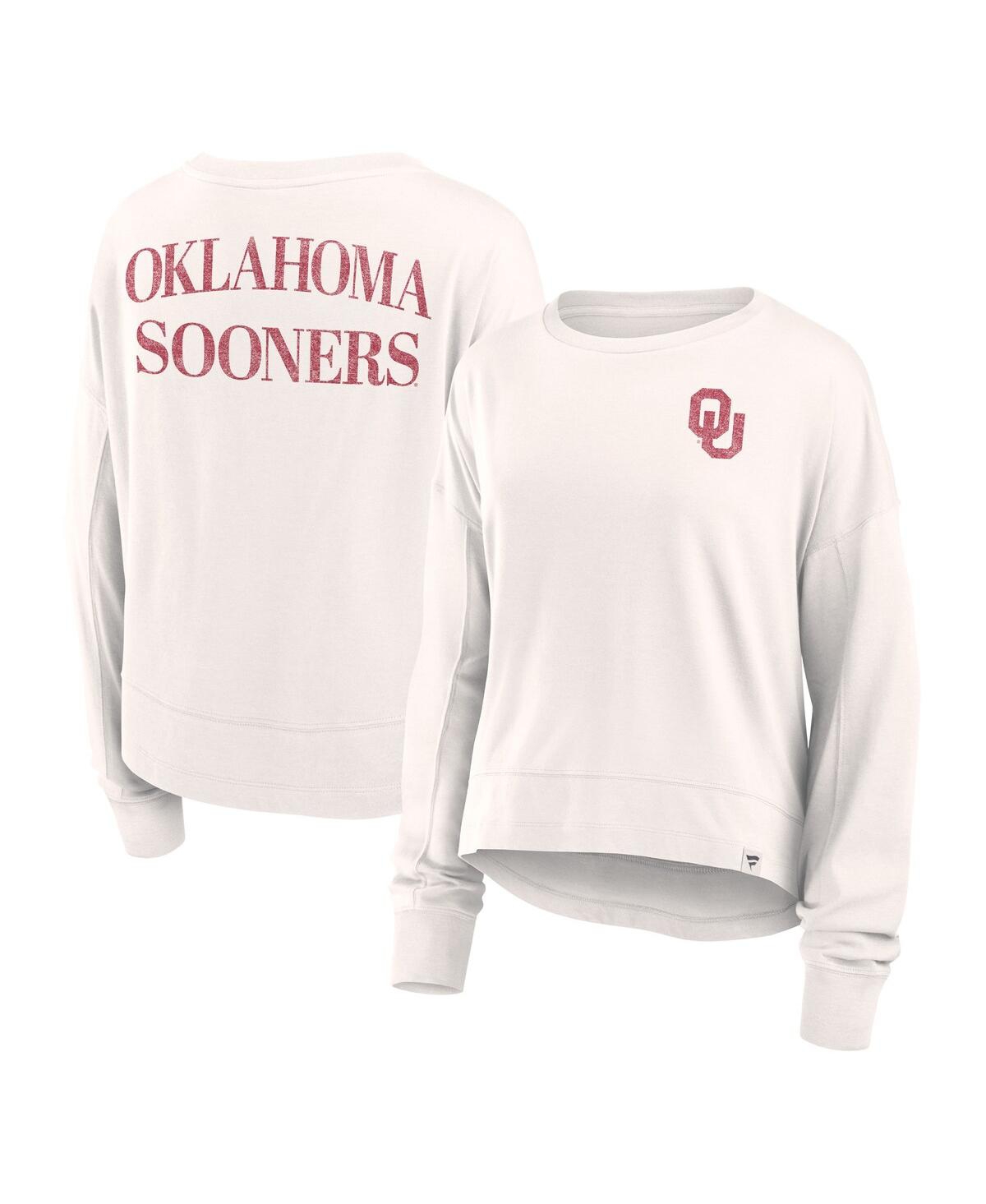 Women's White Oklahoma Sooners Kickoff Full Back Long Sleeve T-Shirt - White