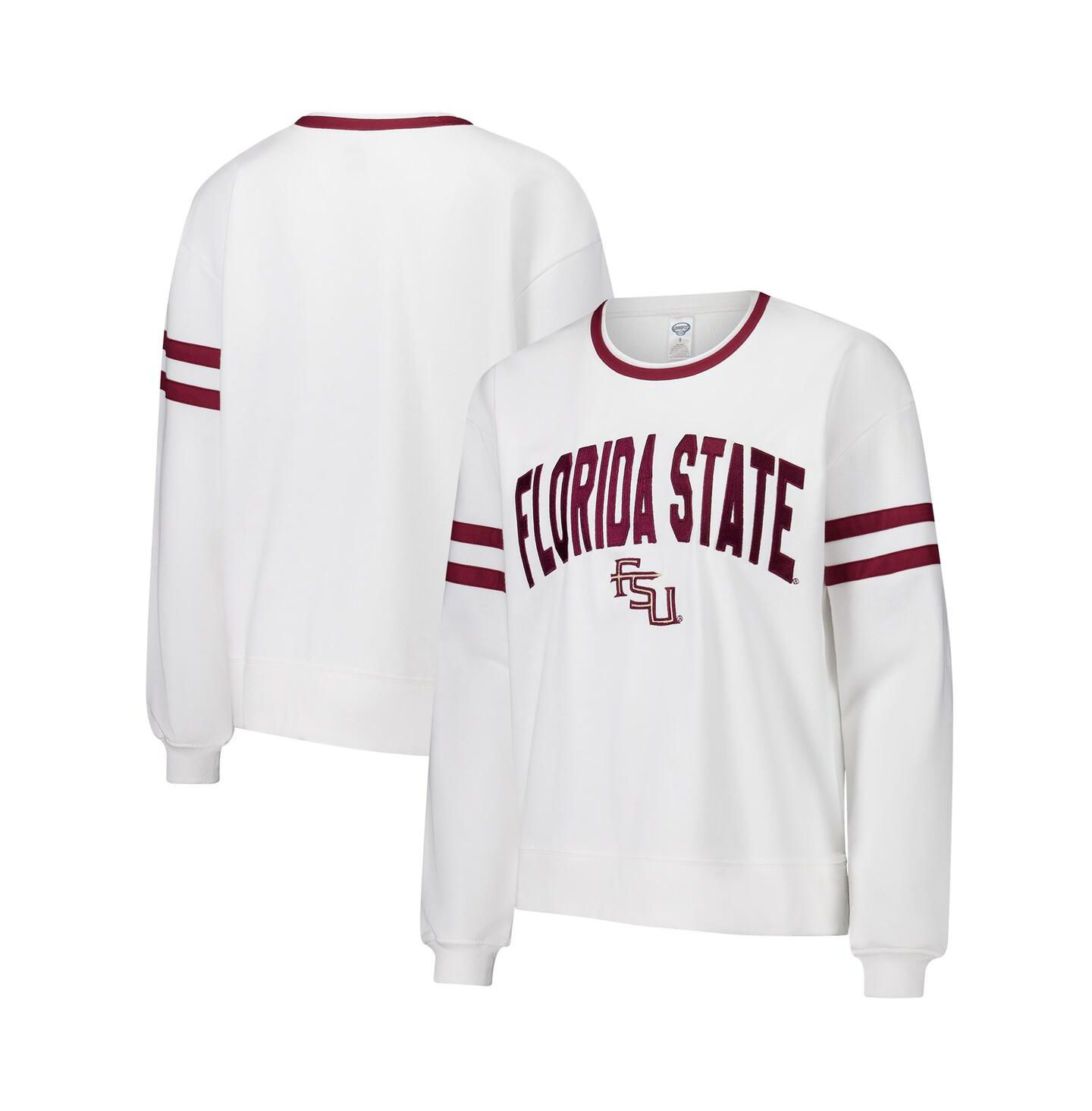 Женский топ Concepts Sport White Florida State Seminoles Borough French Terry Arch Over Long Sleeve — фото 1