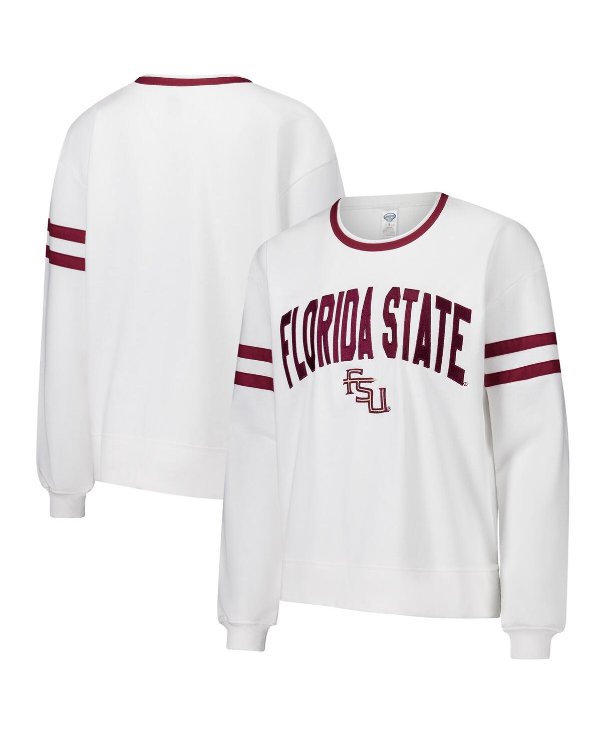 Women's White Florida State Seminoles Borough French Terry Arch Over Long Sleeve Top - White