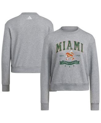 adidas - Women's Gray Miami Hurricanes Pullover Crewneck Sweatshirt