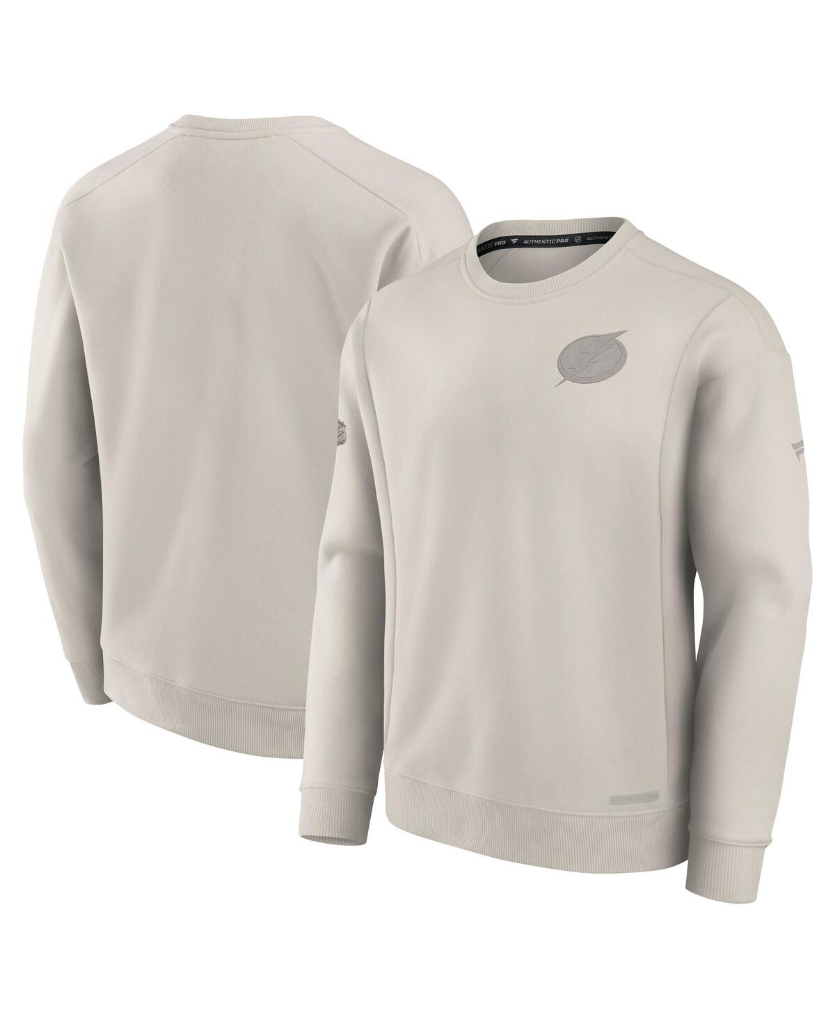 Men's Cream Tampa Bay Lightning Authentic Pro Road Fleece Pullover Sweatshirt - Cream
