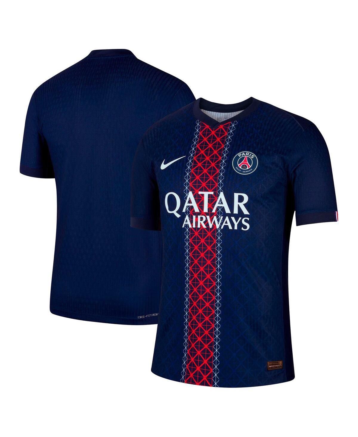 Мужская футболка темно-синего цвета Paris Saint-Germain 2025/26 из домашнего аутентичного трикотажа