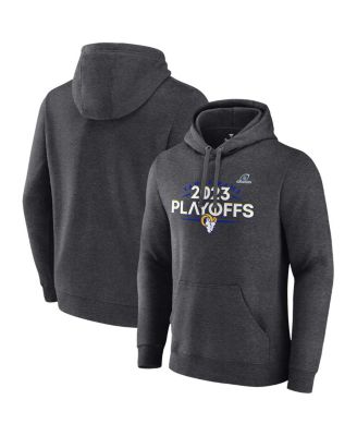 Fanatics - Men's Heather Charcoal Los Angeles Rams 2023 NFL Playoffs Fleece Pullover Hoodie