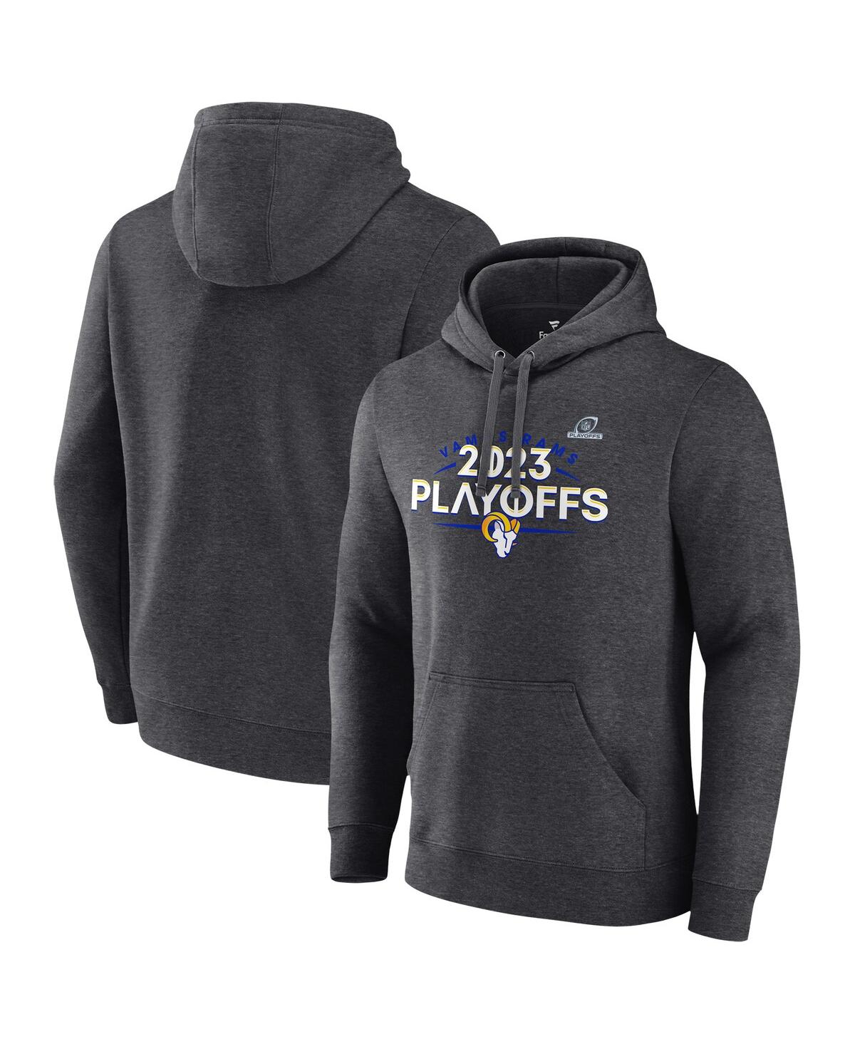 Men's Heather Charcoal Los Angeles Rams 2023 Nfl Playoffs Fleece Pullover Hoodie - Heather Charcoal
