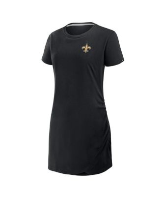 Women's Black New Orleans Saints Ruched Drape T-Shirt Dress