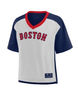 Women's Navy/Graphite Boston Red Sox Oversized Race to Win V-Neck T-Shirt