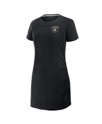 Women's Black Las Vegas Raiders Ruched Drape T-Shirt Dress