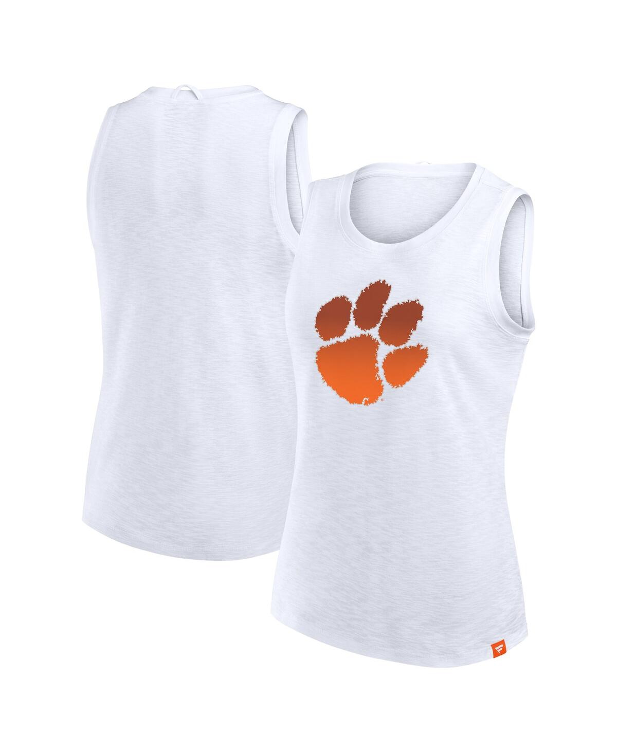 Women's White Clemson Tigers Activate Slub Tank Top - White