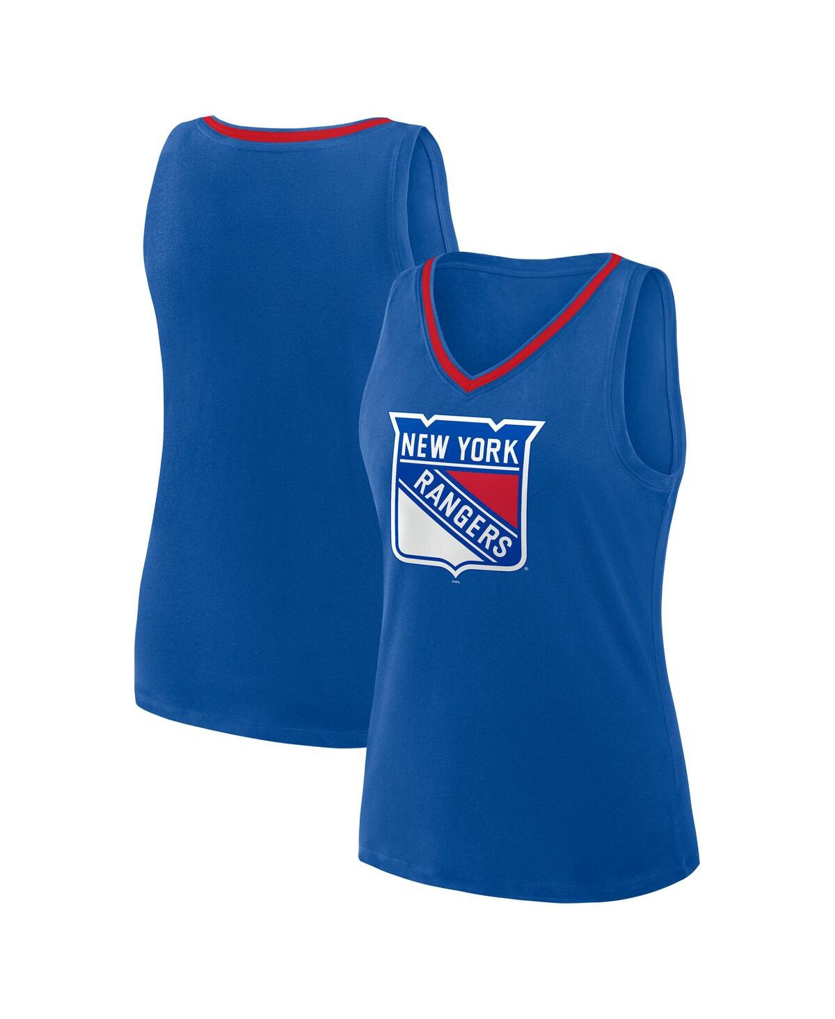 Women's Blue New York Rangers Stellar Win V-Neck Tank Top - Blue