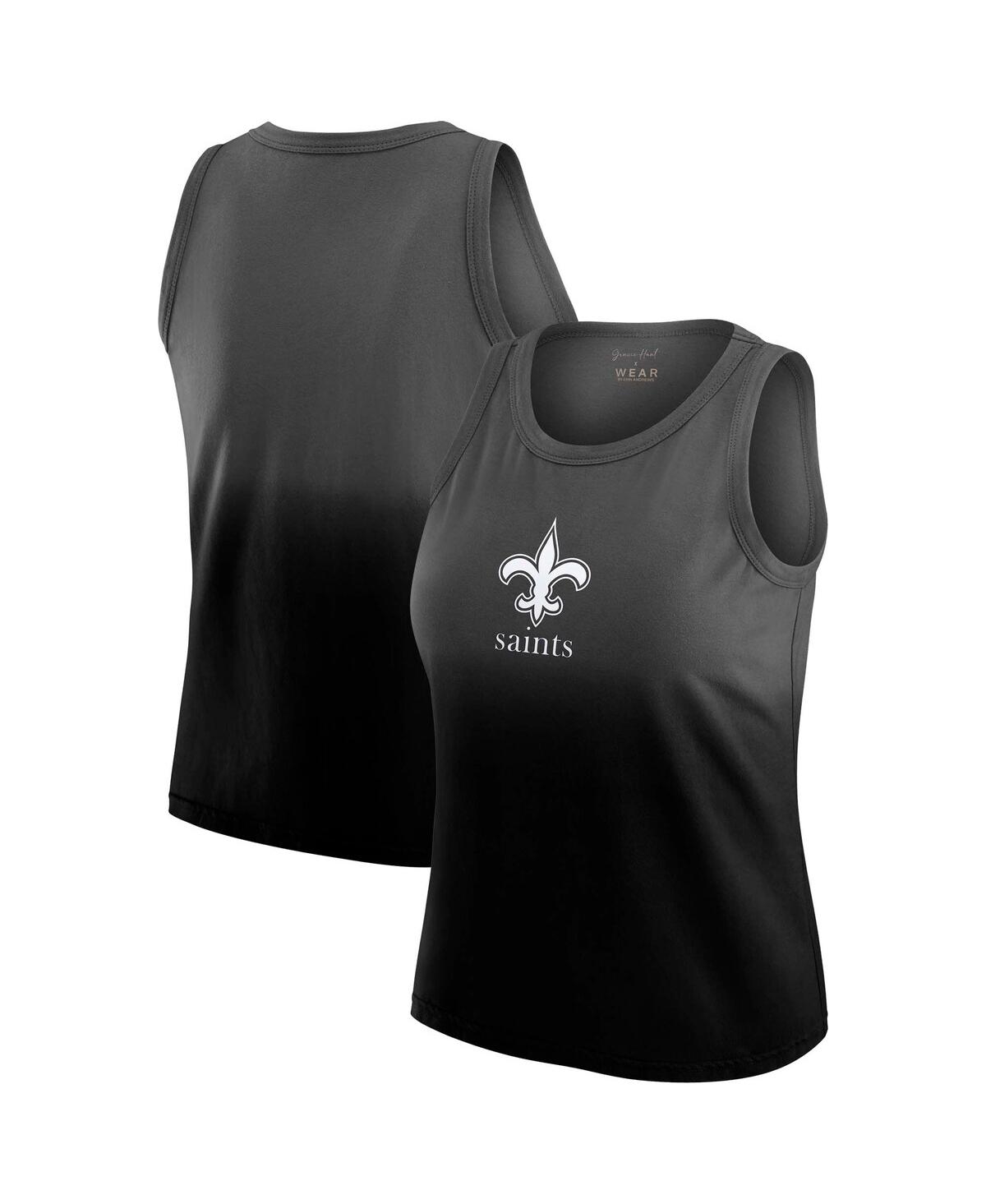 Women's Black New Orleans Saints Ombre Tank Top - Black