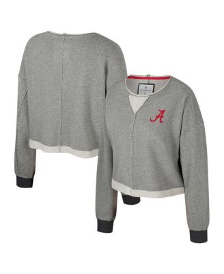 Colosseum - Women's Charcoal Alabama Crimson Tide Magnum Scoop Neck Cropped Pullover Sweatshirt