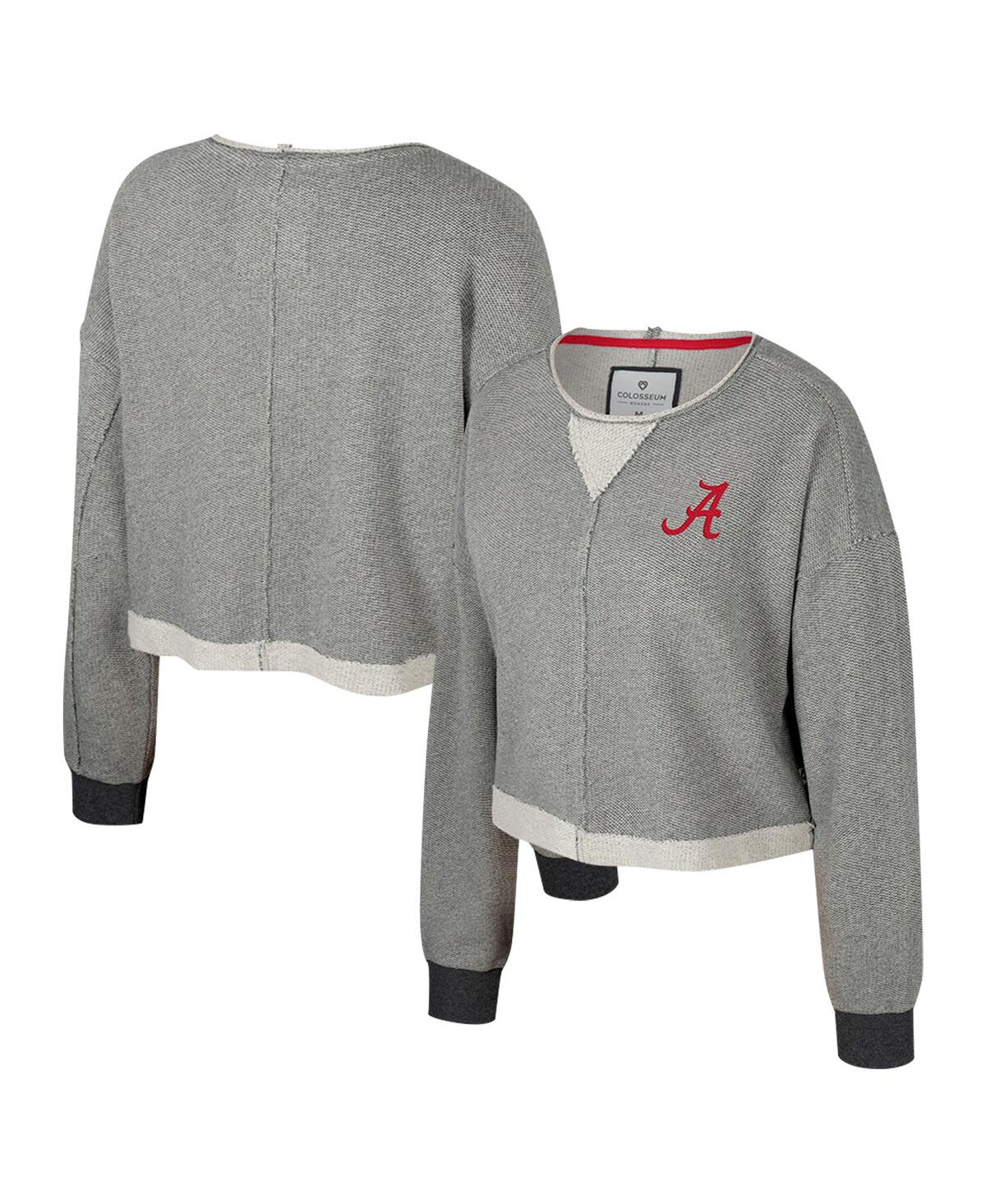 Women's Charcoal Alabama Crimson Tide Magnum Scoop Neck Cropped Pullover Sweatshirt - Charcoal