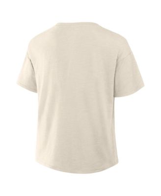 Women's Cream Green Bay Packers Trick Play Slub Boxy T-Shirt