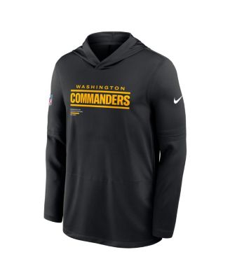 Men's Black Washington Commanders Sideline Pure Fury Performance Long Sleeve Hoodie T-Shirt
