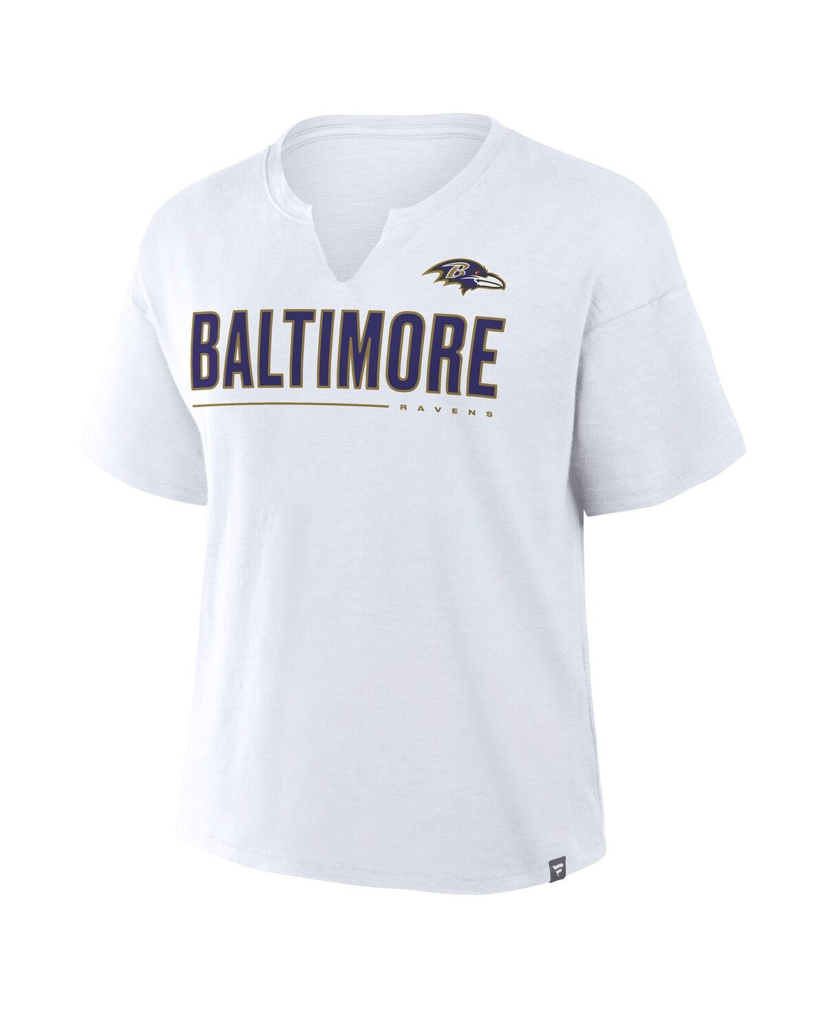 Fanatics Women's White Baltimore Ravens Redzone Slub Boxy T-shirt In White
