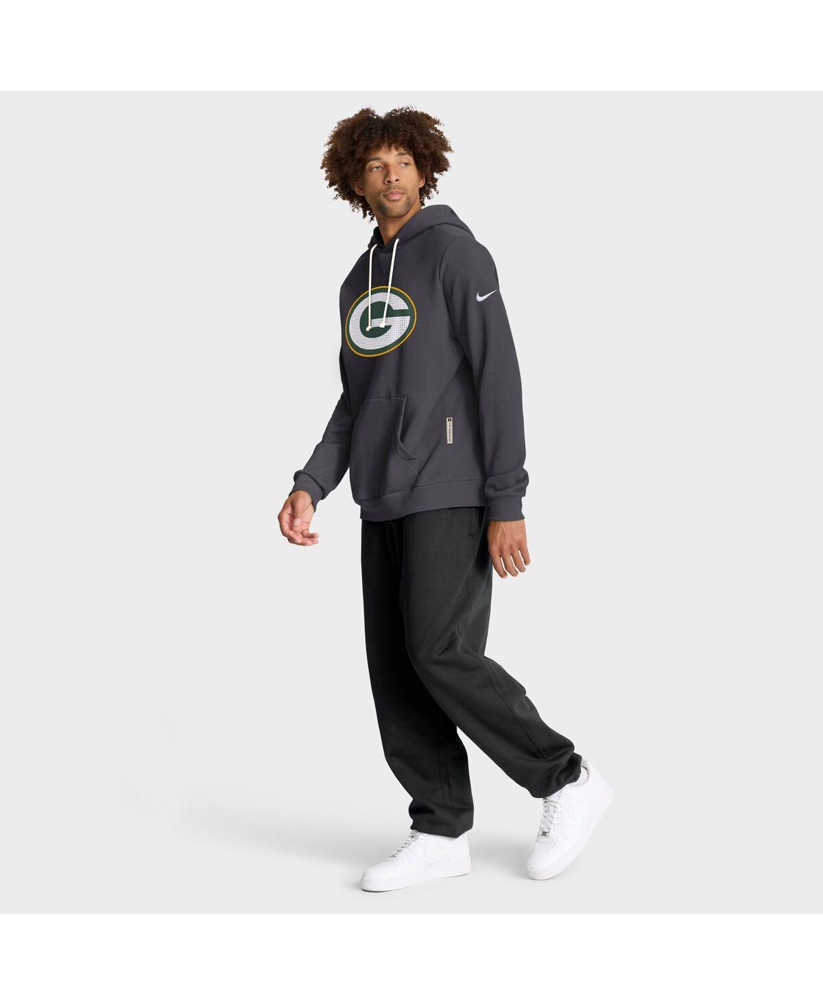 Nike Anthracite Green Bay Packers Sideline Standard Issue Initial Home Dri-fit Hoodie In Gray