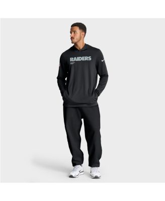 Men's Black Las Vegas Raiders Sideline Pure Fury Performance Long Sleeve Hoodie T-Shirt