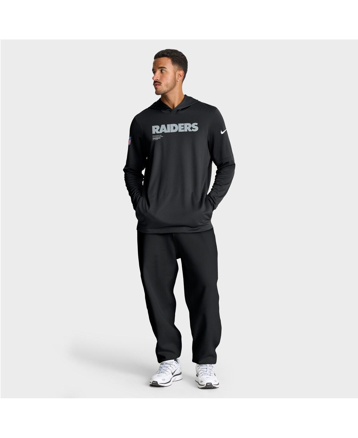 Nike Black Las Vegas Raiders Sideline Pure Fury Performance Long Sleeve Hoodie T-shirt In Black