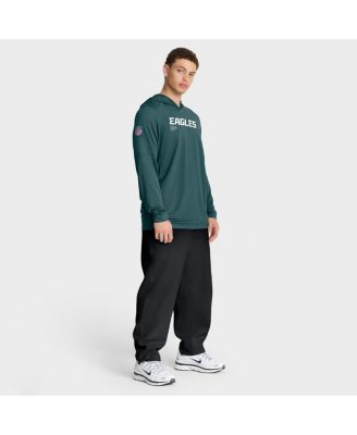 Men's Midnight Green Philadelphia Eagles Sideline Pure Fury Performance Long Sleeve Hoodie T-Shirt